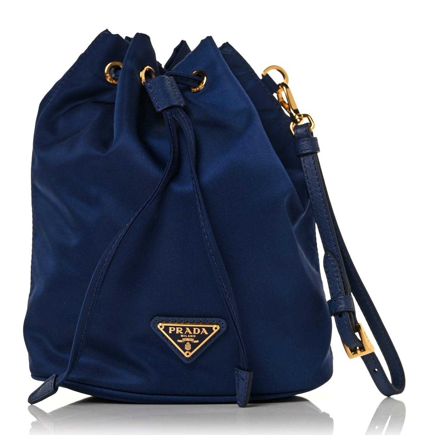 Saffiano Tessuto Nylon Bucket Wristlet Royal