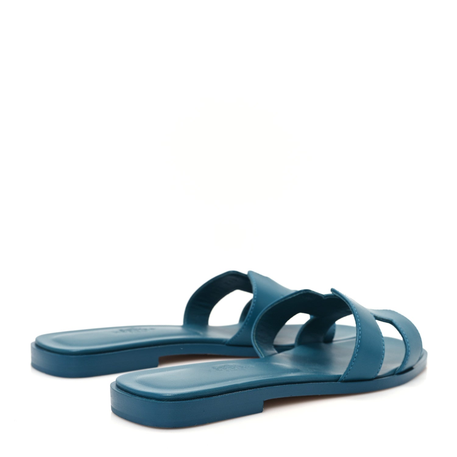 Hermes Calfskin Oran Sandals 35 Bleu Emeraude 5 of 10