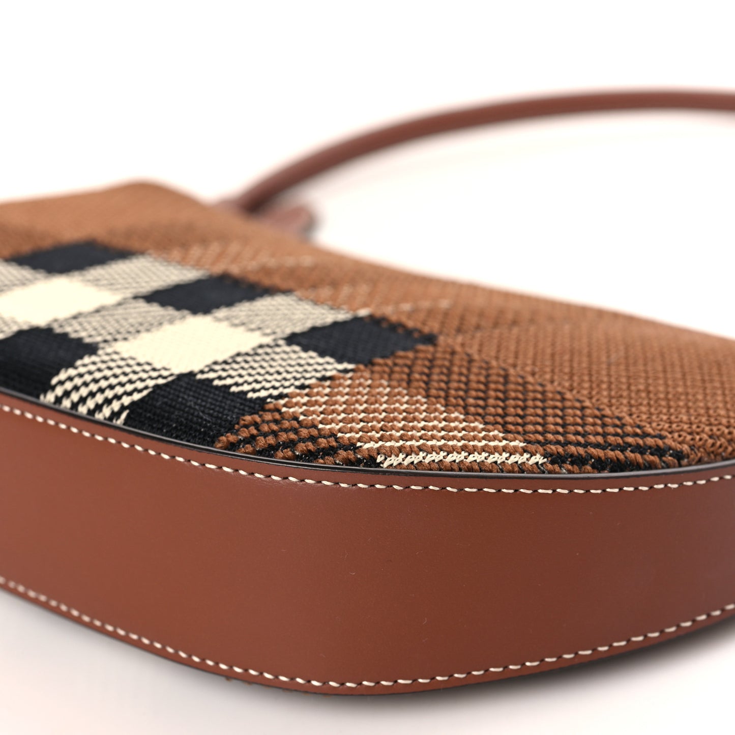 Canvas Calfskin Check Knitted Small Olympia Birch Brown