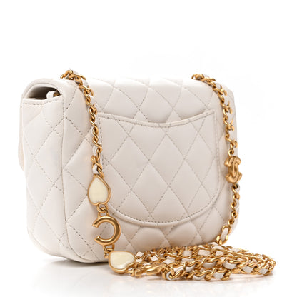 Chanel Lambskin Enamel Quilted Mini Coco Hearts Square Flap White 3 of 10