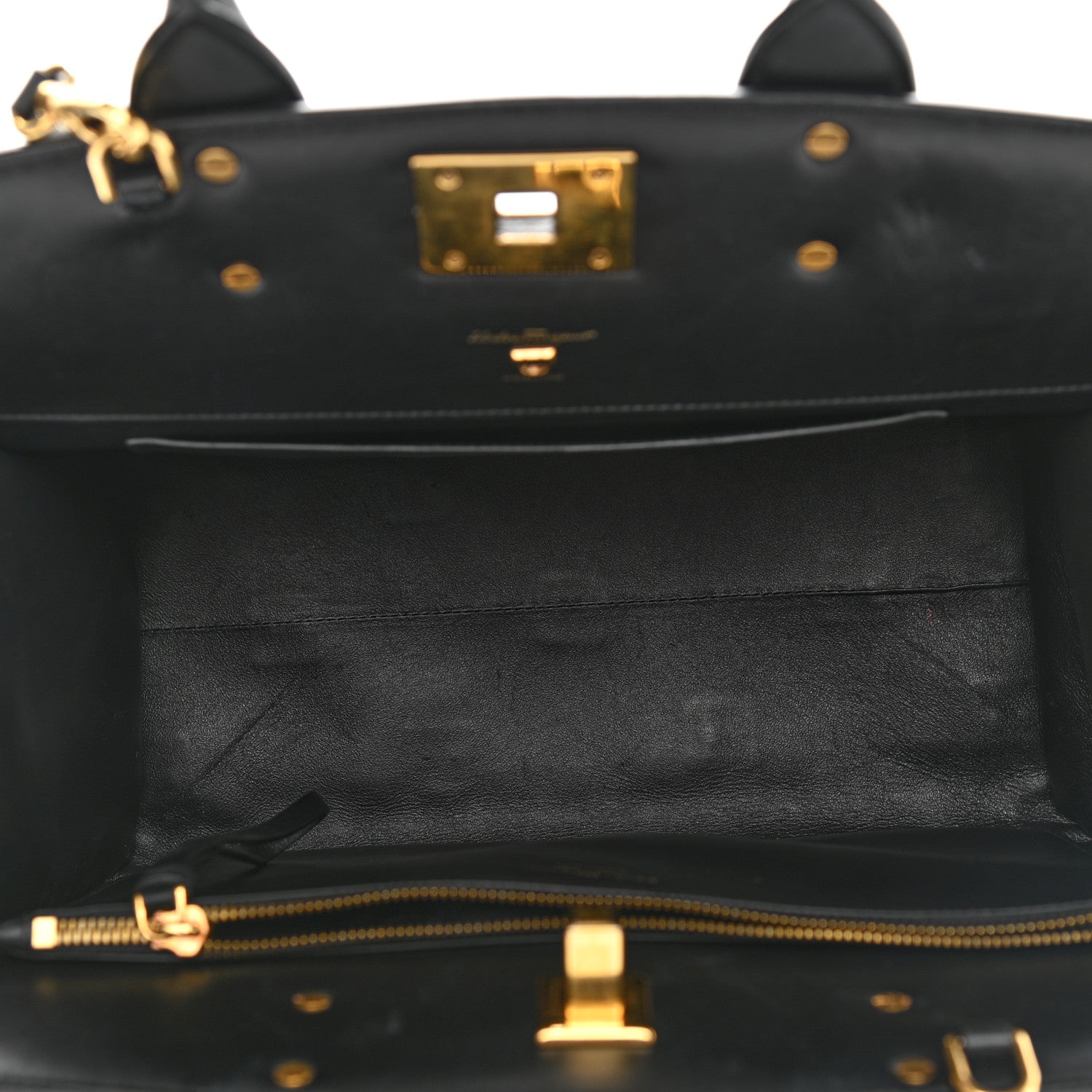 Salvatore Ferragamo Woven Calfskin Medium Studio Top Handle Bag Black 4 of 14
