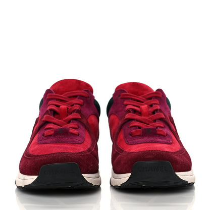 Chanel Suede Calfskin CC Sneakers 38 Burgundy Red 2 of 8