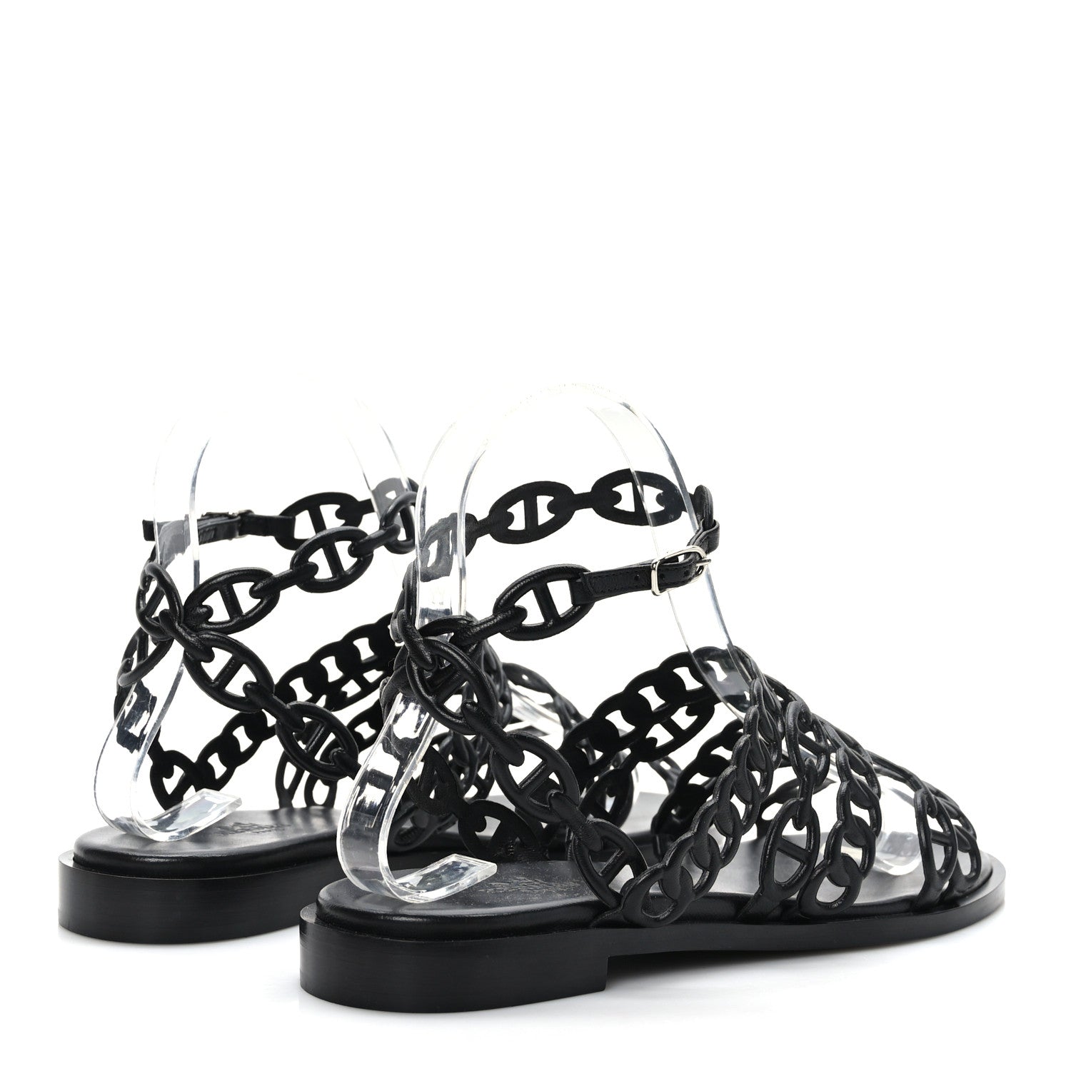 Hermes Calfskin Kalliste Sandals 37 Black 4 of 8