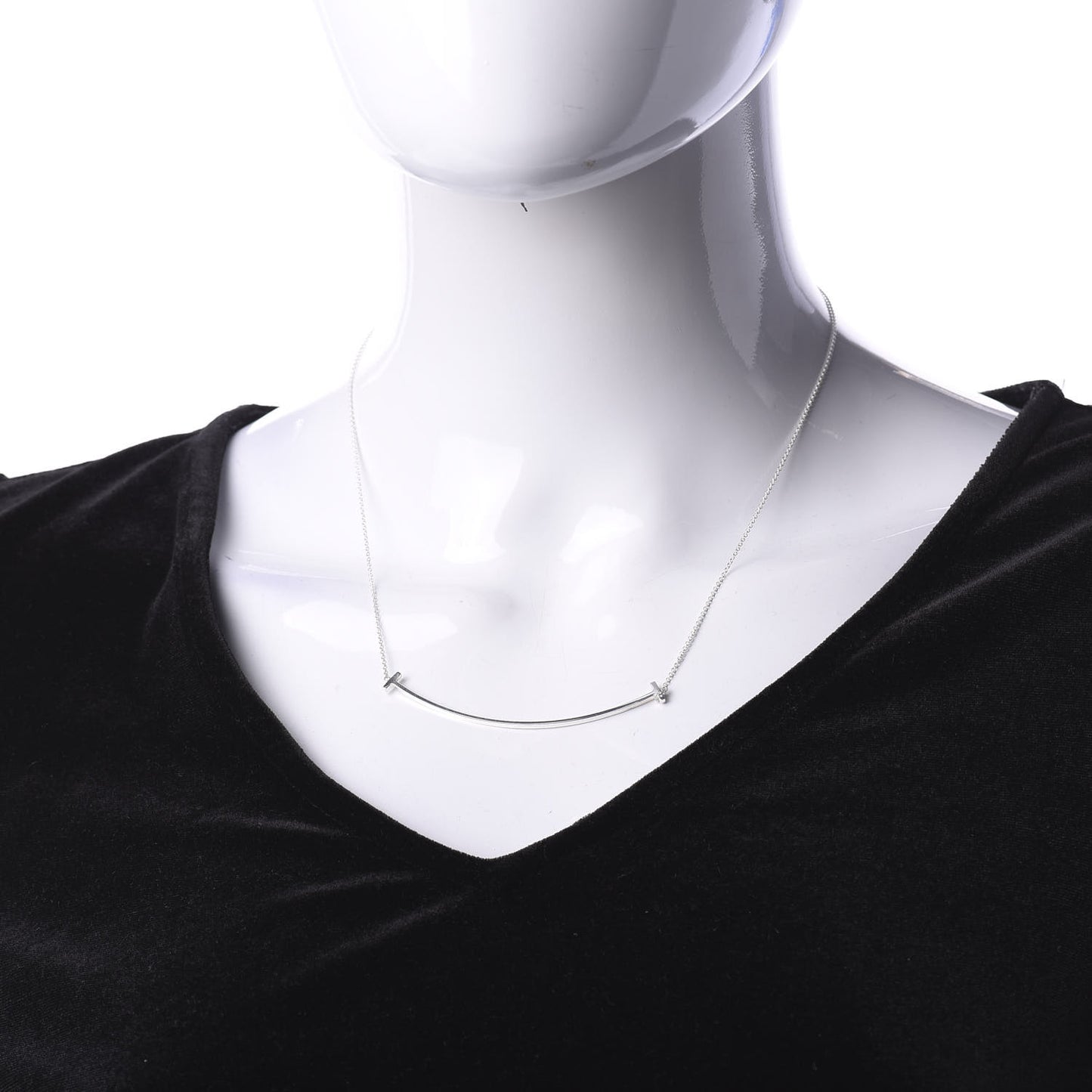Sterling Silver Large T Smile Pendant Necklace