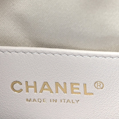 Chanel Tweed Quilted Small Chanel 25 Handbag Ecru Khaki Gold Red 6 of 10