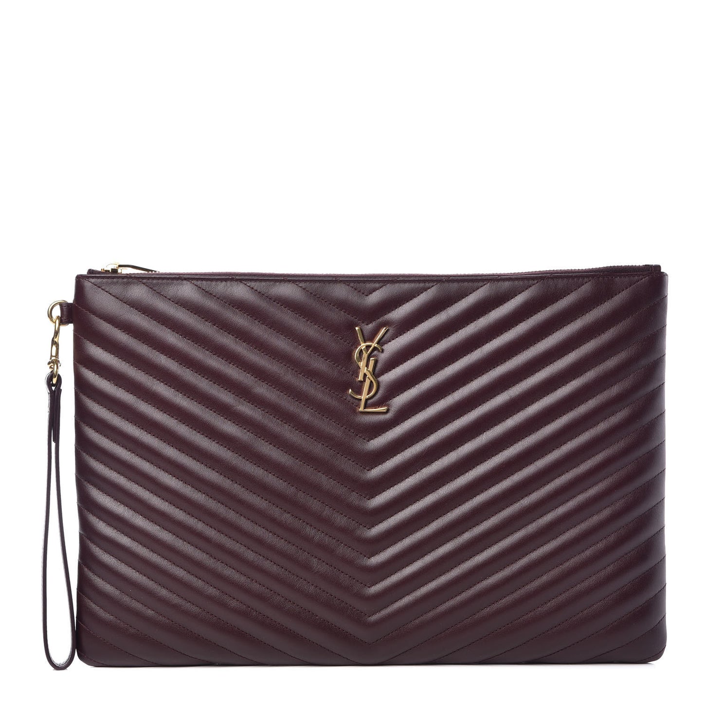Calfskin Matelasse Chevron Monogram Document Holder Amaranto