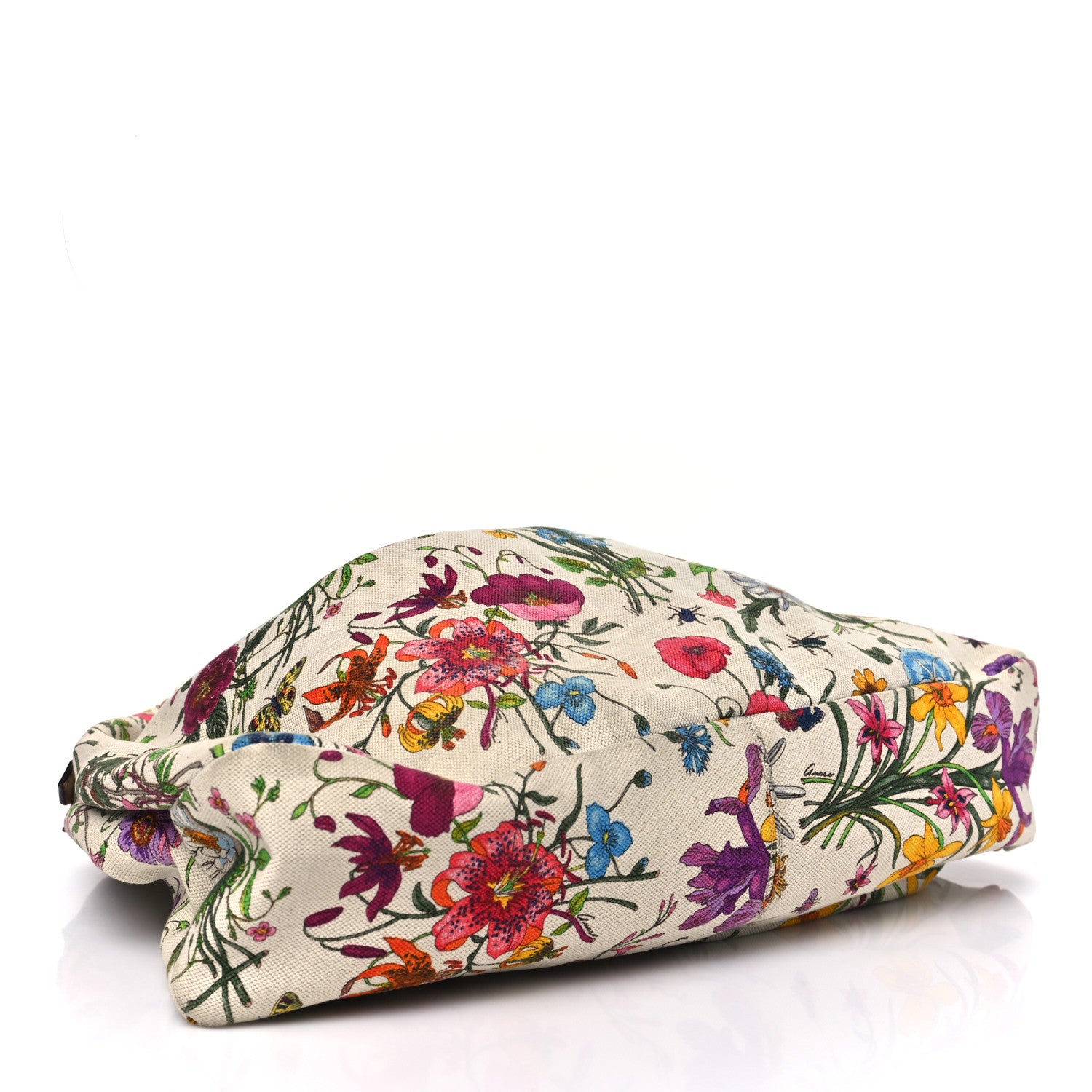 Gucci Canvas Flora Floral Large Horsebit Chain Hobo White 4 of 10