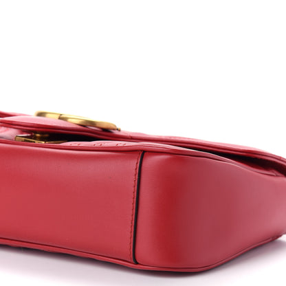 Gucci Calfskin Matelasse Small GG Marmont Shoulder Bag Hibiscus Red 9 of 9