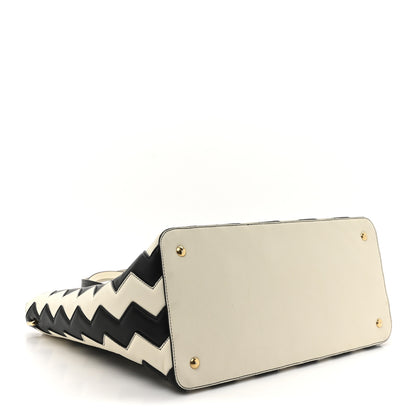 Salvatore Ferragamo Calfskin ZigZag Tote Black White 4 of 14