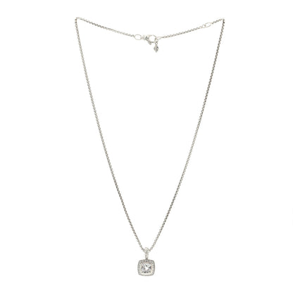 David Yurman Sterling Silver Diamond White Topaz 7mm Petite Albion Pendant Necklace 2 of 3