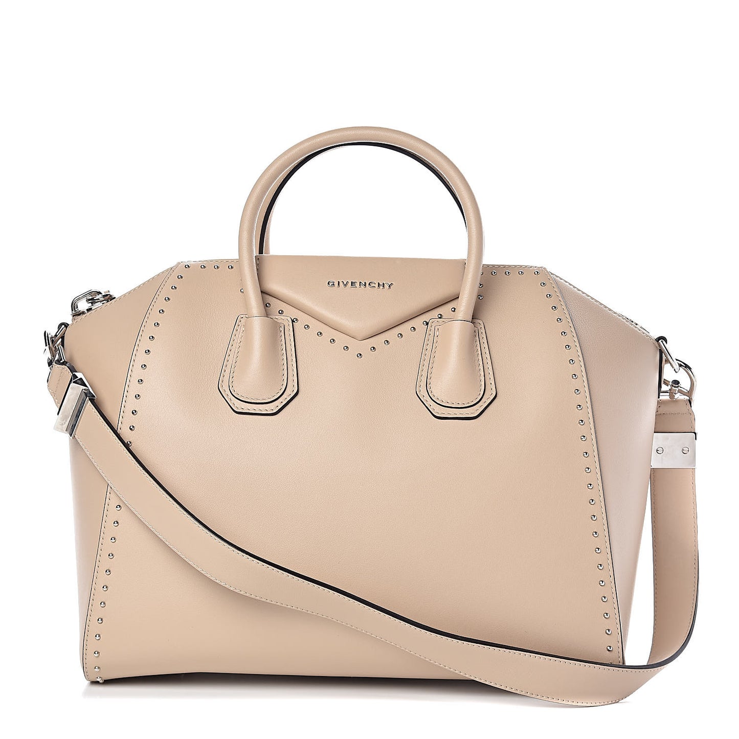 Calfskin Medium Studded Antigona Beige Buff