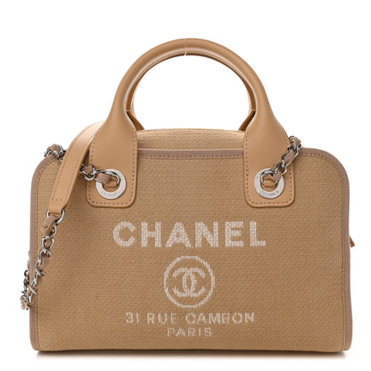 Chanel Denim Deauville Bowling Bag Beige 1 of 11