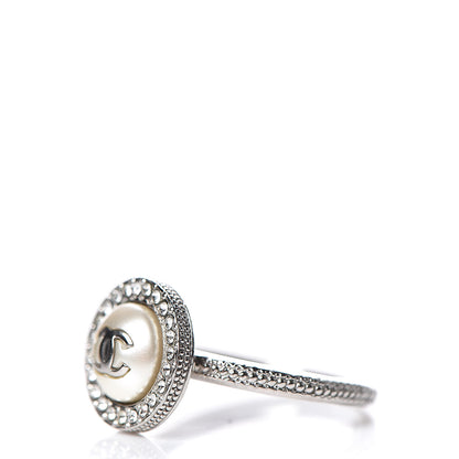 Chanel Pearl Crystal CC Ring 6 Silver 3 of 5