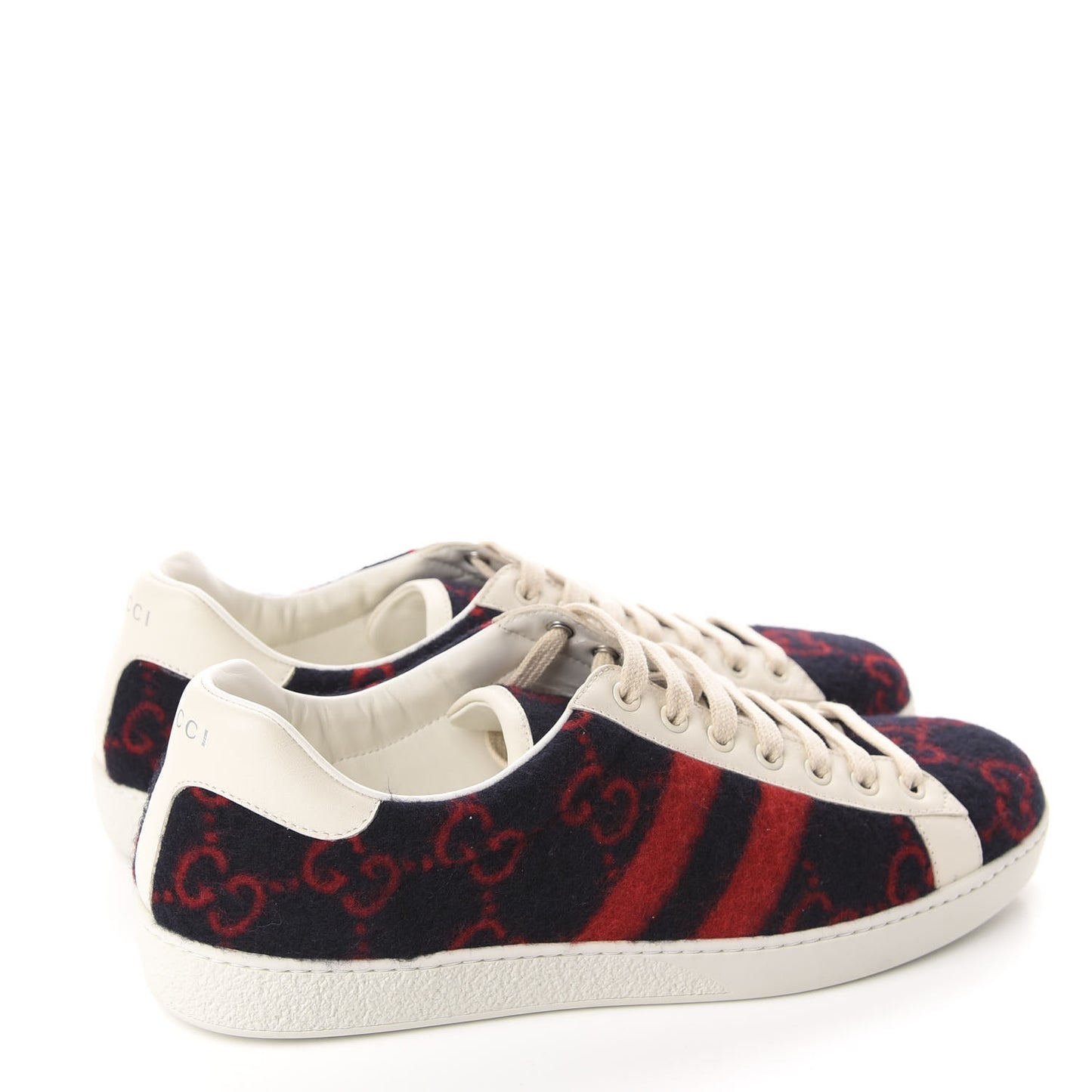 Covered Wool Big GG Monogram Mens Sneakers 9.5 Blue Red Mystic White