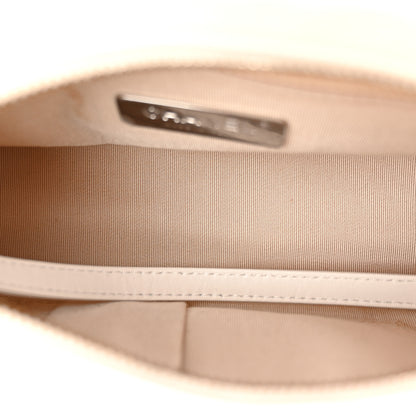 Chanel Calfskin Wool Felt Embossed Small Gabrielle Logo Hobo White 5 of 10
