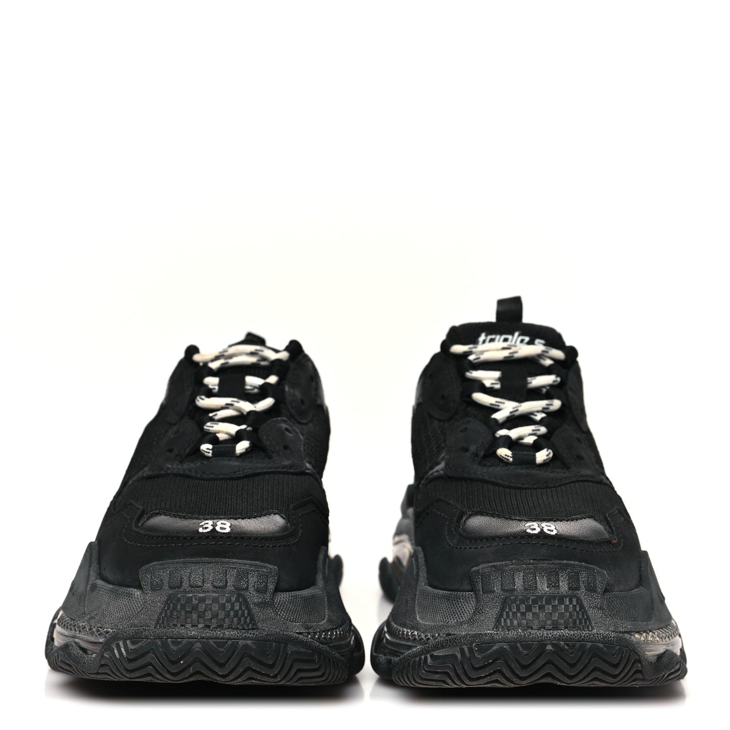 Fabric Mesh Clear Sole Womens Triple S Sneakers 38 Black