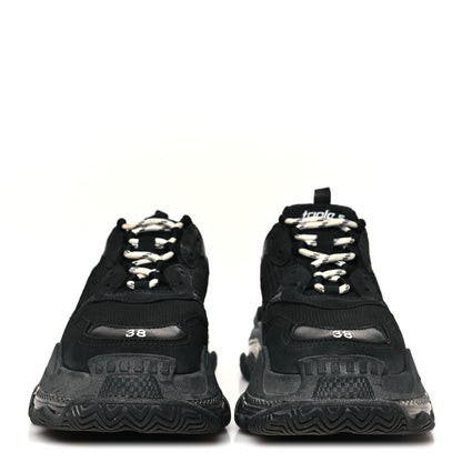 Balenciaga Fabric Mesh Clear Sole Womens Triple S Sneakers 38 Black 3 of 8