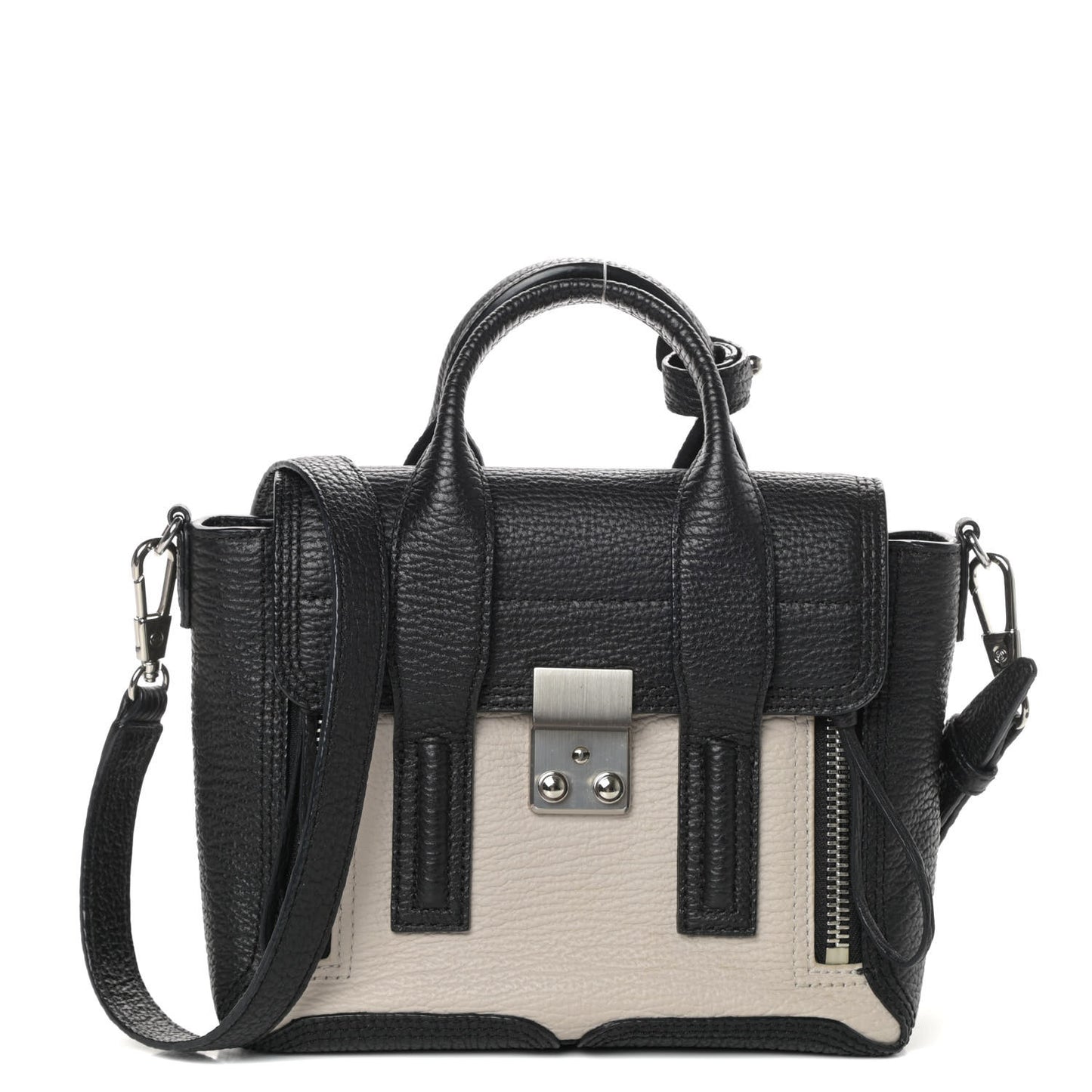 Textured Calfskin Mini Pashli Satchel Black Feather