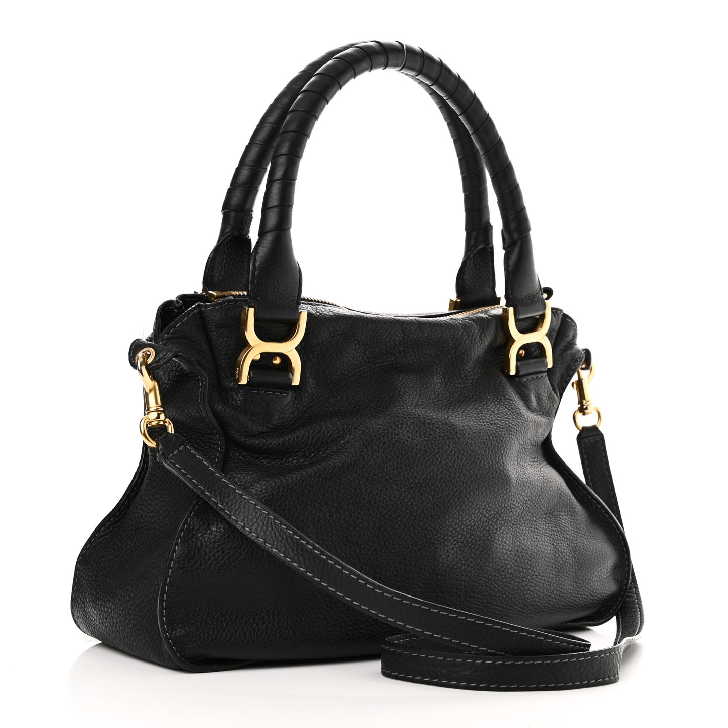 Calfskin Medium Marcie Satchel Black