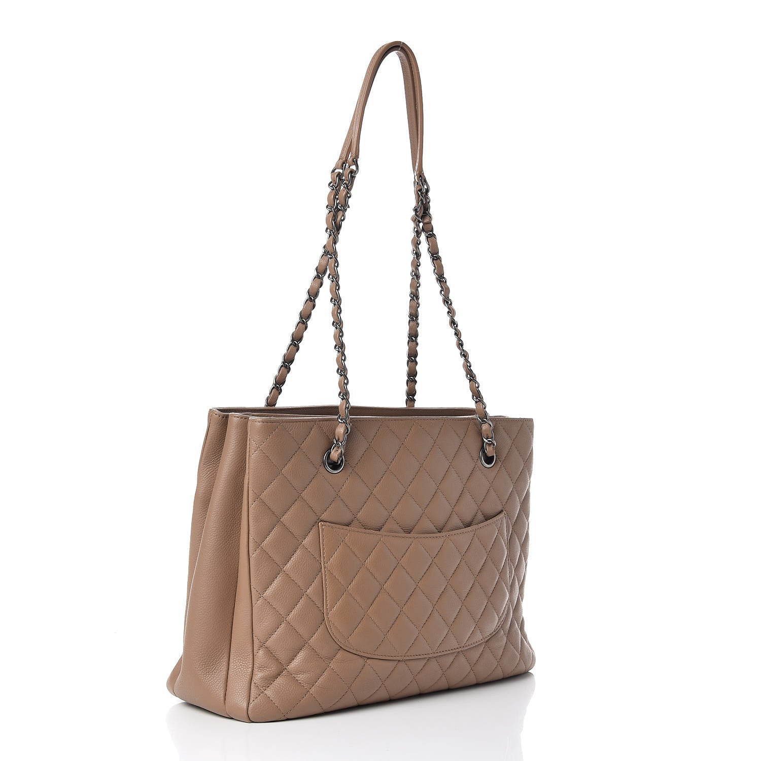 Chanel Grained Calfskin Quilted Large Zipped Shopping Tote Taupe 3 of 11