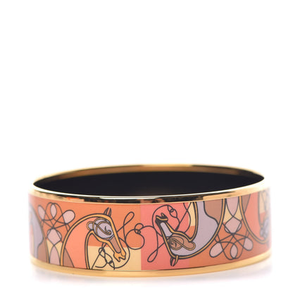 Hermes Enamel Printed Wide Coup De Fouet Bracelet 65 1 of 6