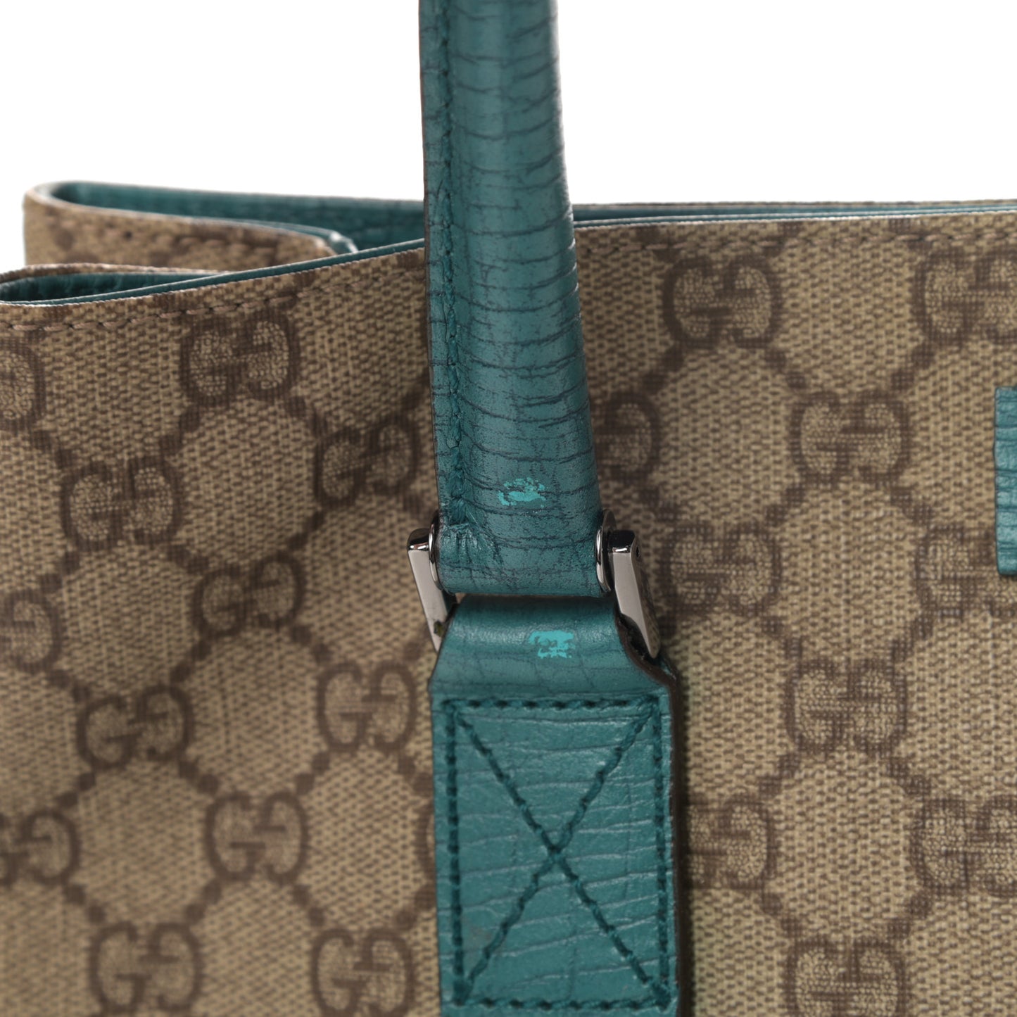 GG Plus Monogram Small Vertical Tote Turquoise
