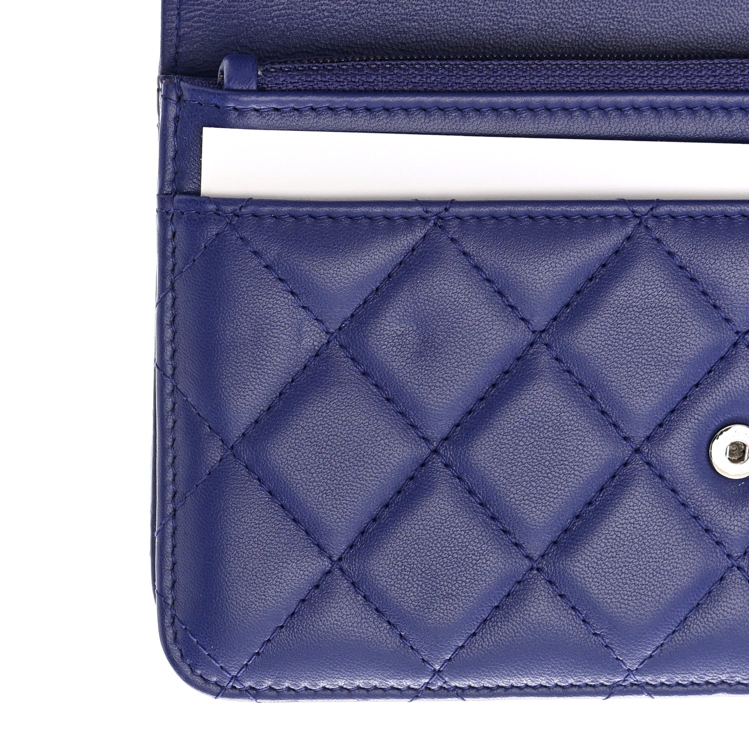 Chanel Lambskin Quilted Wallet On Chain WOC Blue 13 of 16