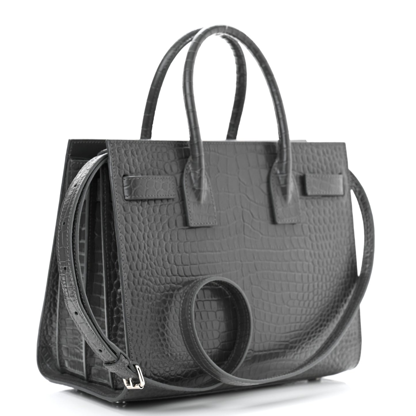 Calfskin Crocodile Embossed Baby Sac De Jour Earth