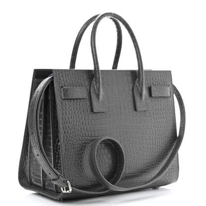 Saint Laurent Calfskin Crocodile Embossed Baby Sac De Jour Earth 3 of 11