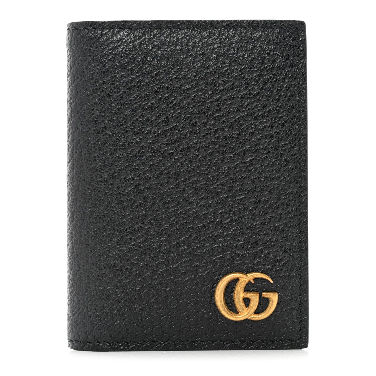 Gucci Calfskin Boar Effect GG Marmont Card Case Black 1 of 7