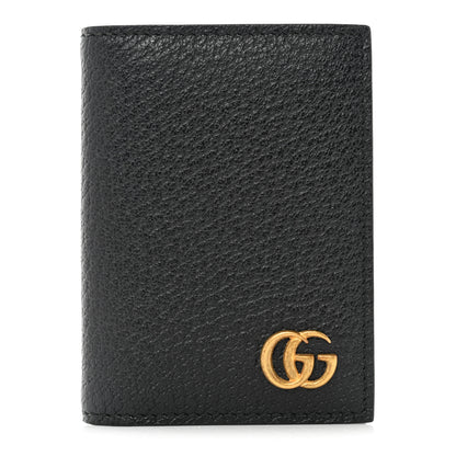 Gucci Calfskin Boar Effect GG Marmont Card Case Black 1 of 7