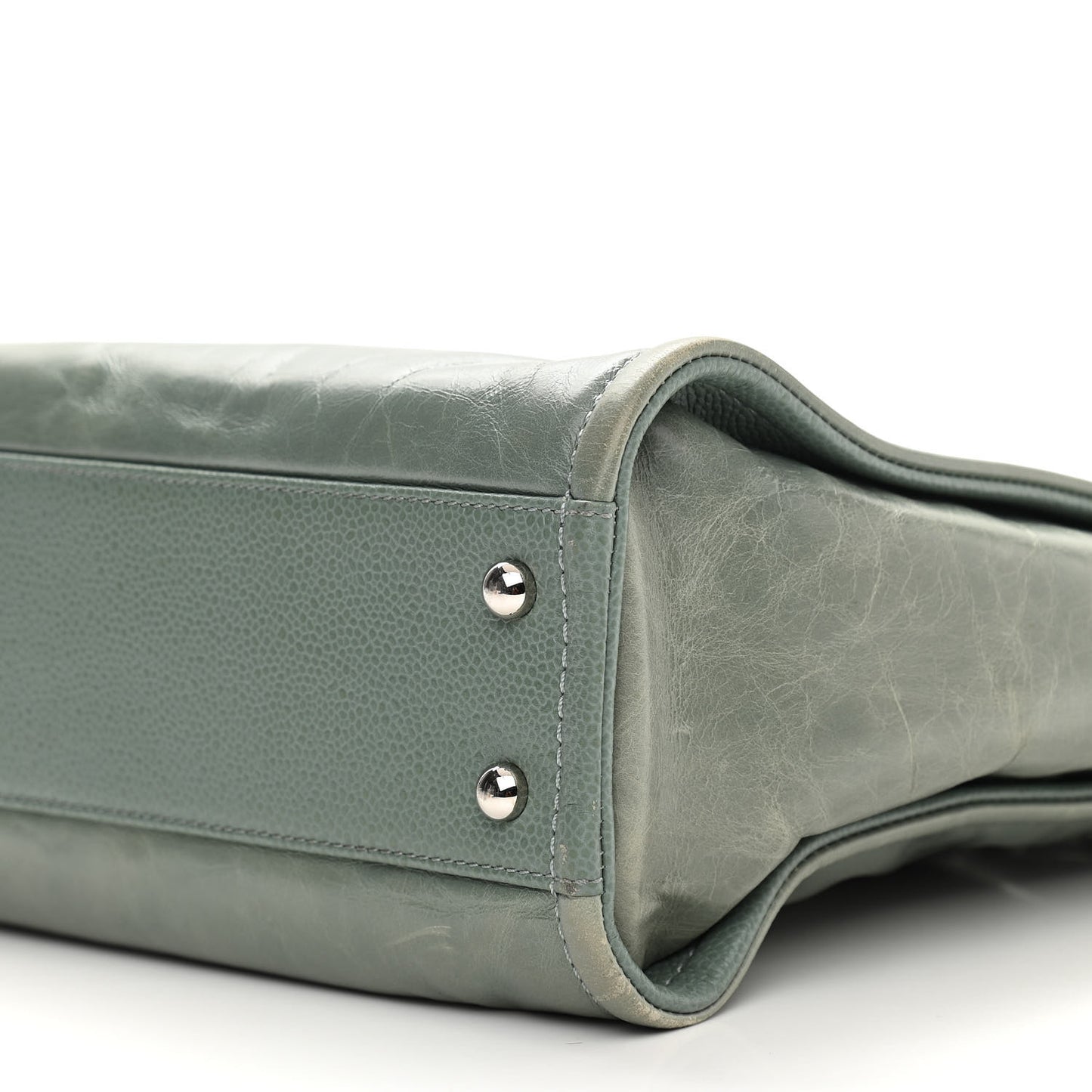 Glazed Calfskin Mini Deauville Tote Green