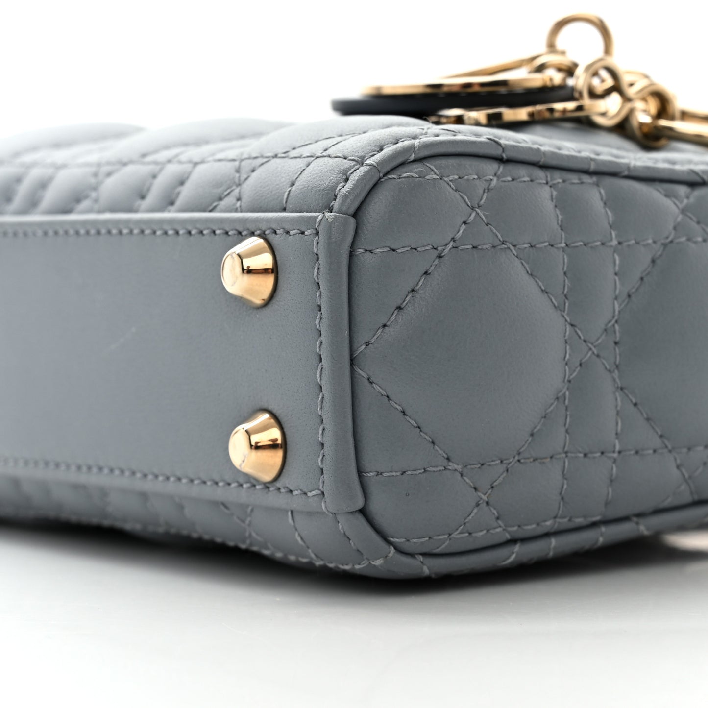 Lambskin Cannage Micro Lady Dior Cloud Gray