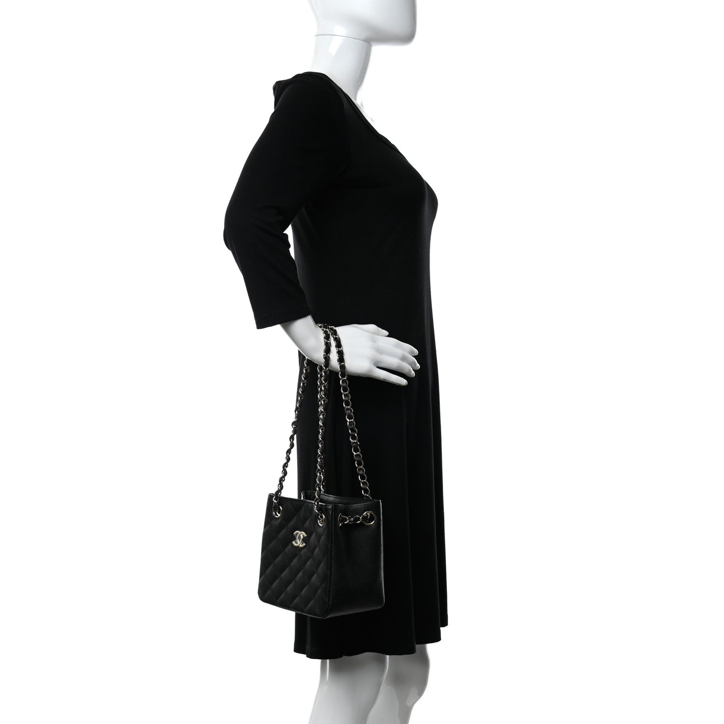 Caviar Quilted Mini Bucket Bag Black