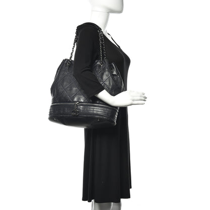 Chanel Lambskin Stitched Expandable Tote Navy 2 of 15