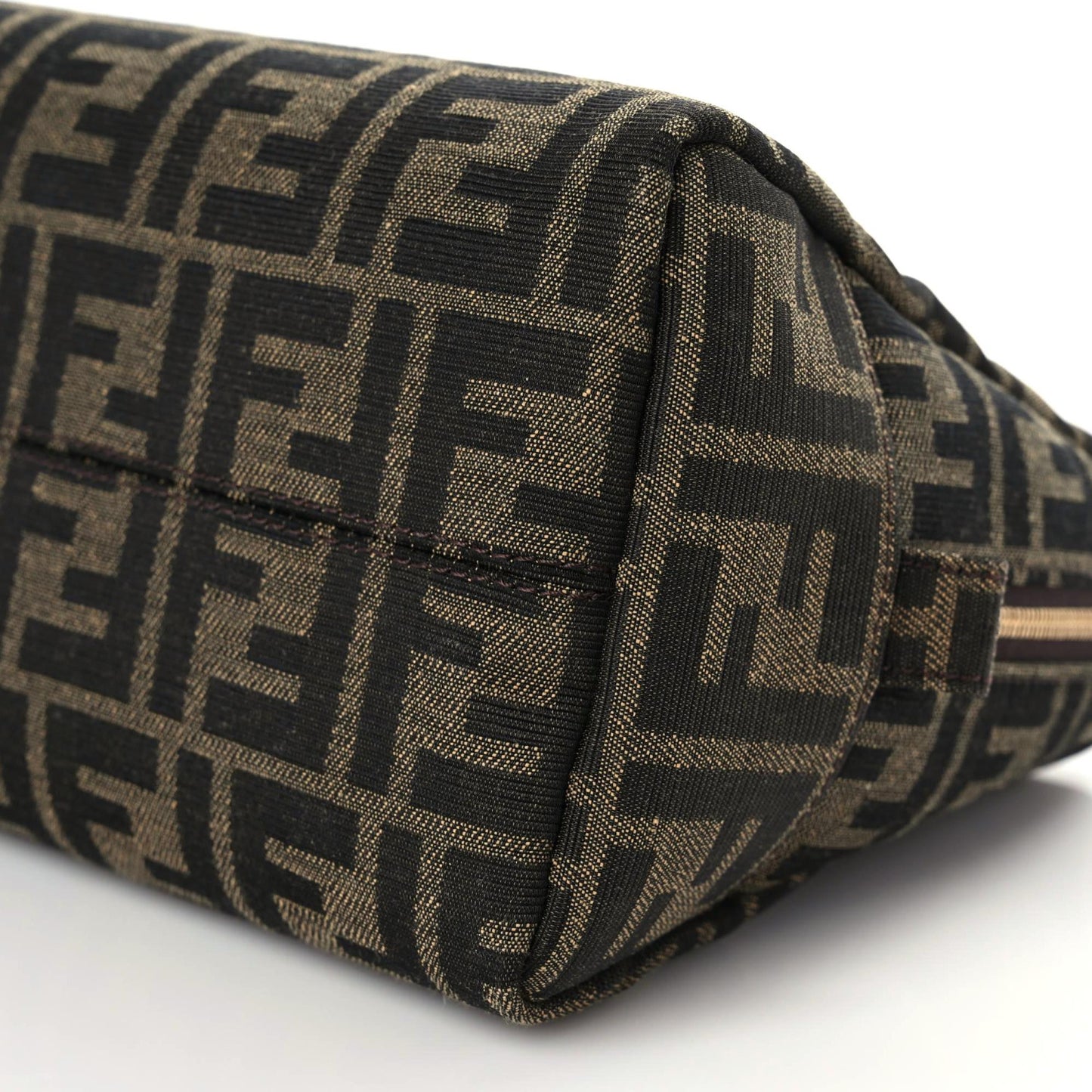 Fabric Jacquard FF 1974 Medium Trapezoid Beauty Pouch Tobacco Moro Black