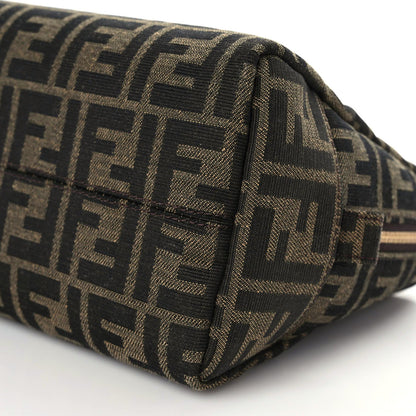 Fendi Fabric Jacquard FF 1974 Medium Trapezoid Beauty Pouch Tobacco Moro Black 6 of 11