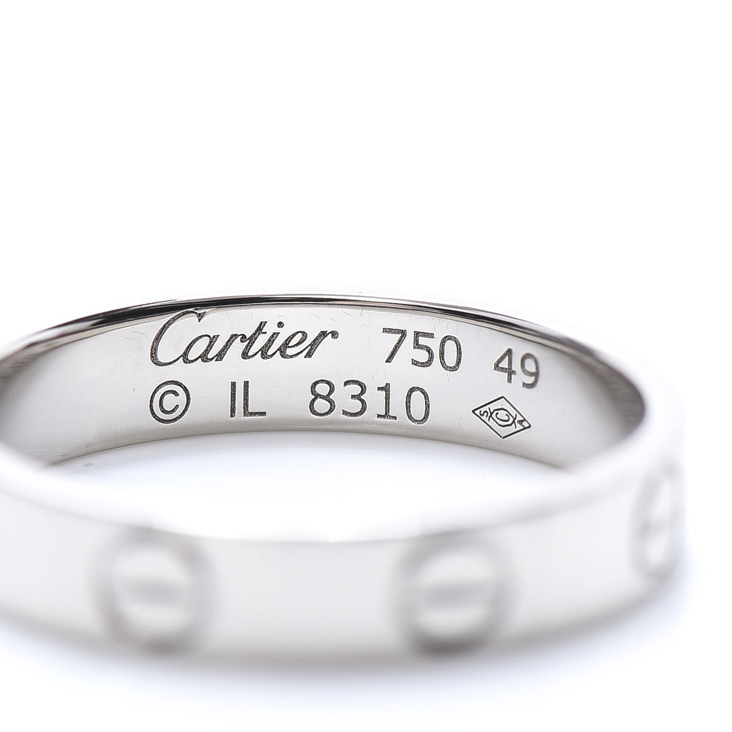 18K White Gold 3.5mm LOVE Wedding Band Ring 49 4.75