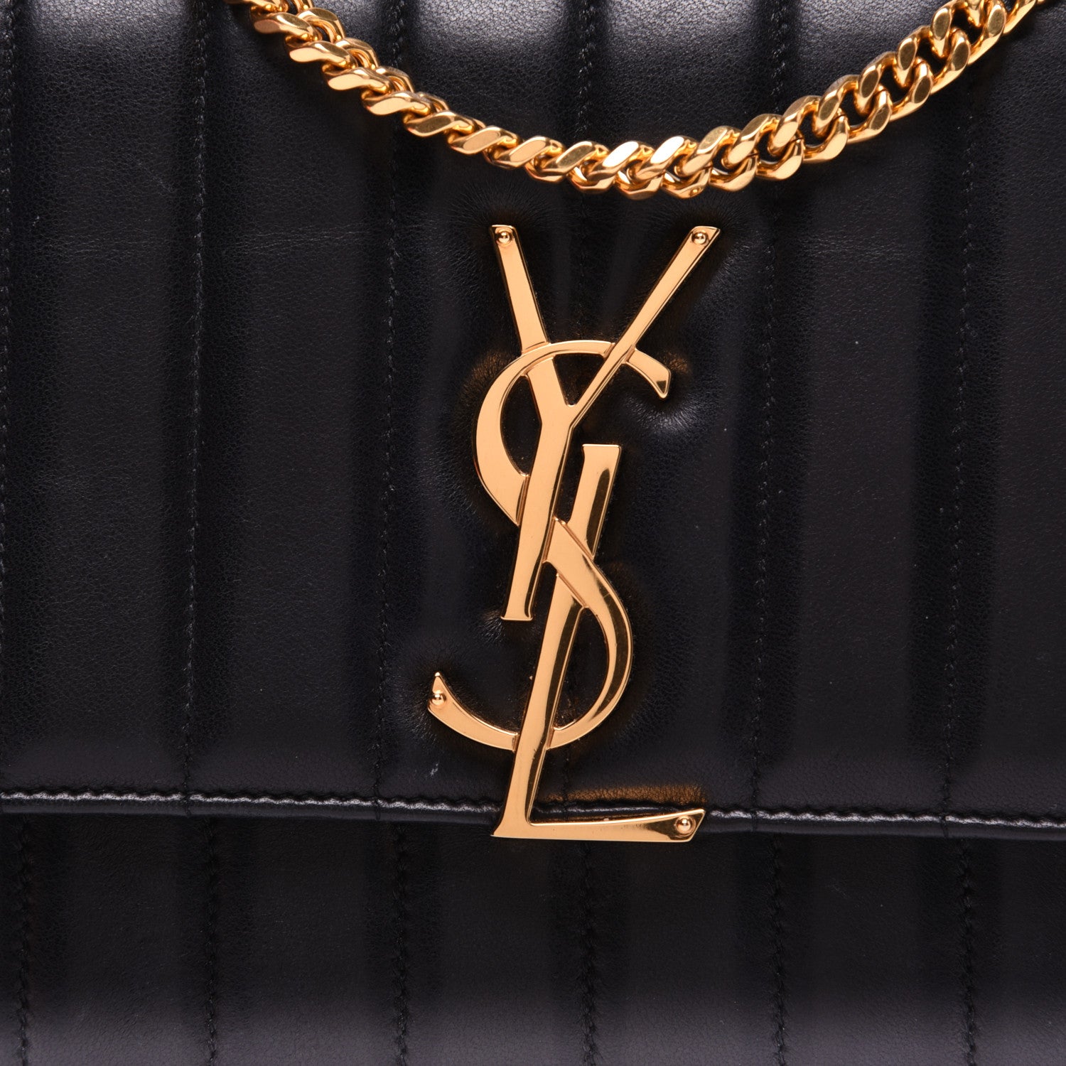 Saint Laurent Lambskin Matelasse Monogram Vicky Chain Wallet Black 11 of 13