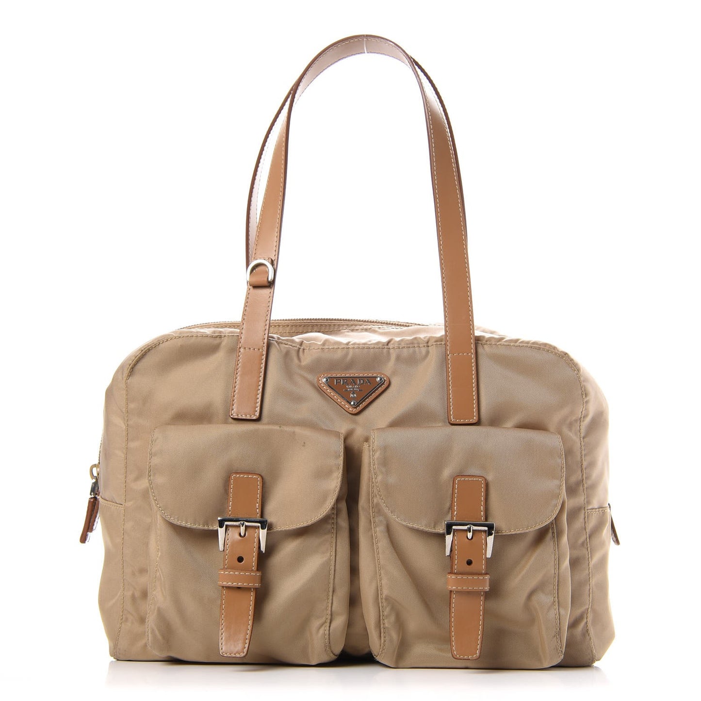 Tessuto Nylon Vela Shopping Tote Beige