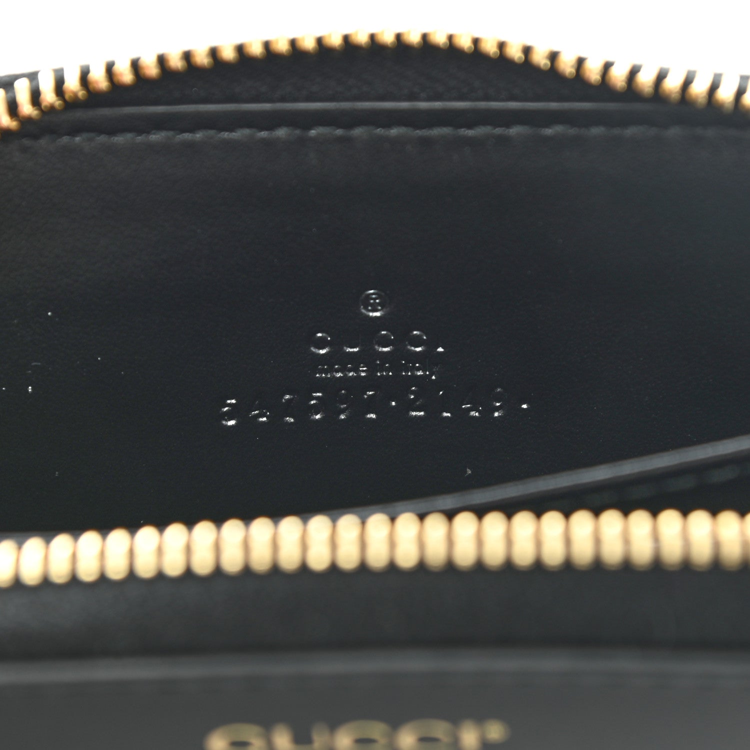 Gucci Plutone Calfskin Logo Zip Around Card Case Black 6 of 9