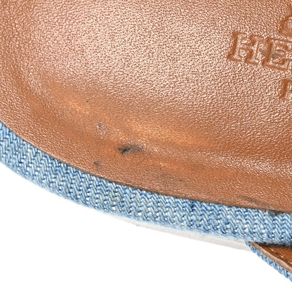 Hermes Denim Fringed Oz Mules 40 Bleu Clair 10 of 15