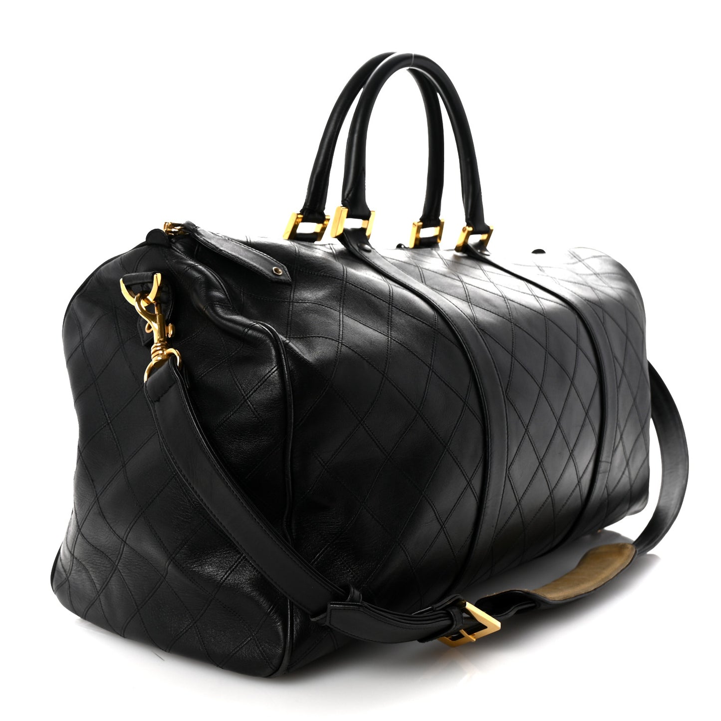 Calfskin Stitched Duffle Bag Black