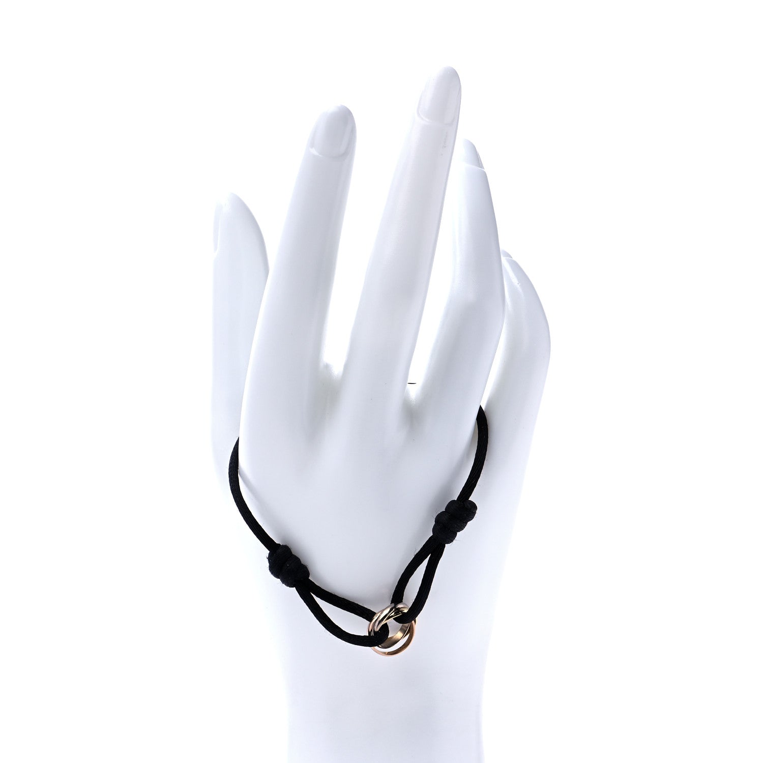 Cartier 18K Pink Yellow White Gold Trinity Adjustable Cord Bracelet Black 2 of 8