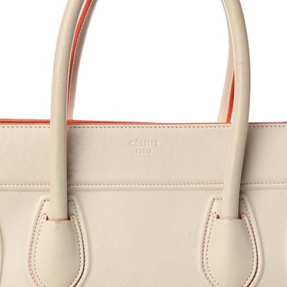 Celine Smooth Calfskin Medium Phantom Luggage Chalk Orange Trim 5 of 16