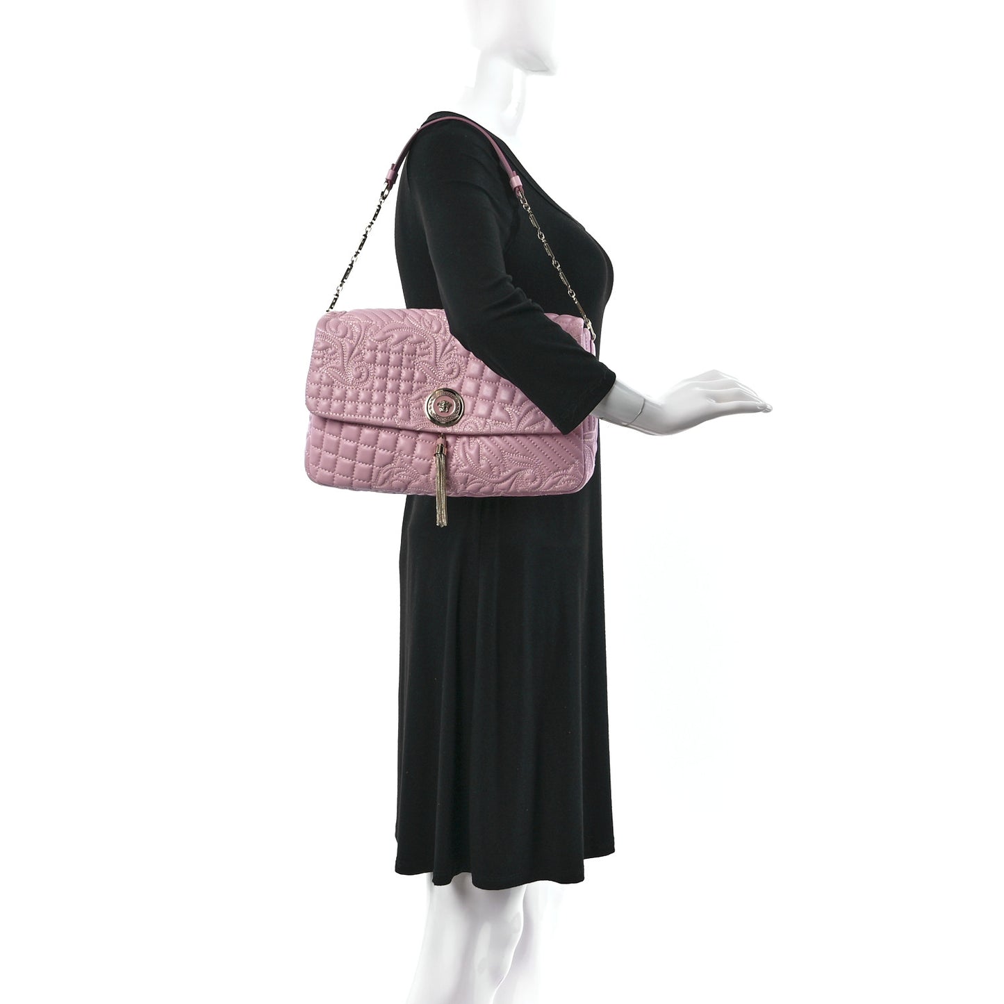 Nappa Barocco Quilted Vanitas Medea Shoulder Bag Pink