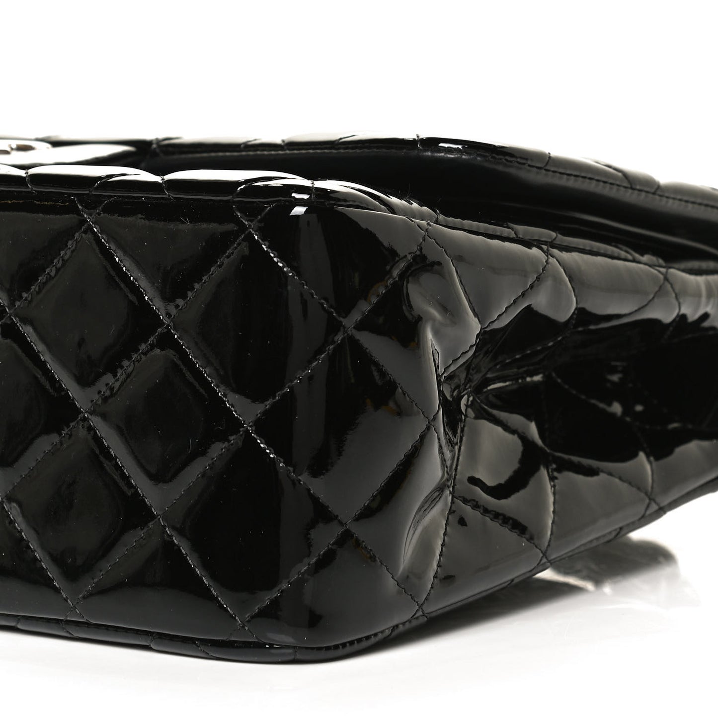 Patent Quilted Jumbo Double Flap Black
