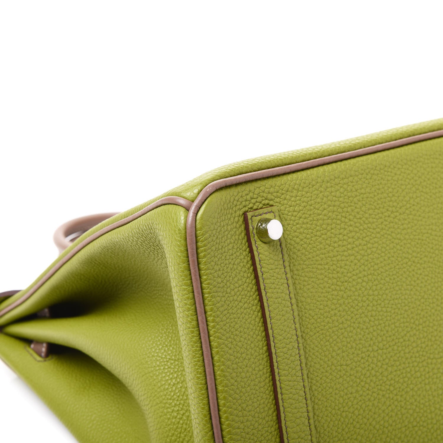 Hermes Togo Bi Color Horseshoe Birkin 35 Vert Anis Etoupe 5 of 12