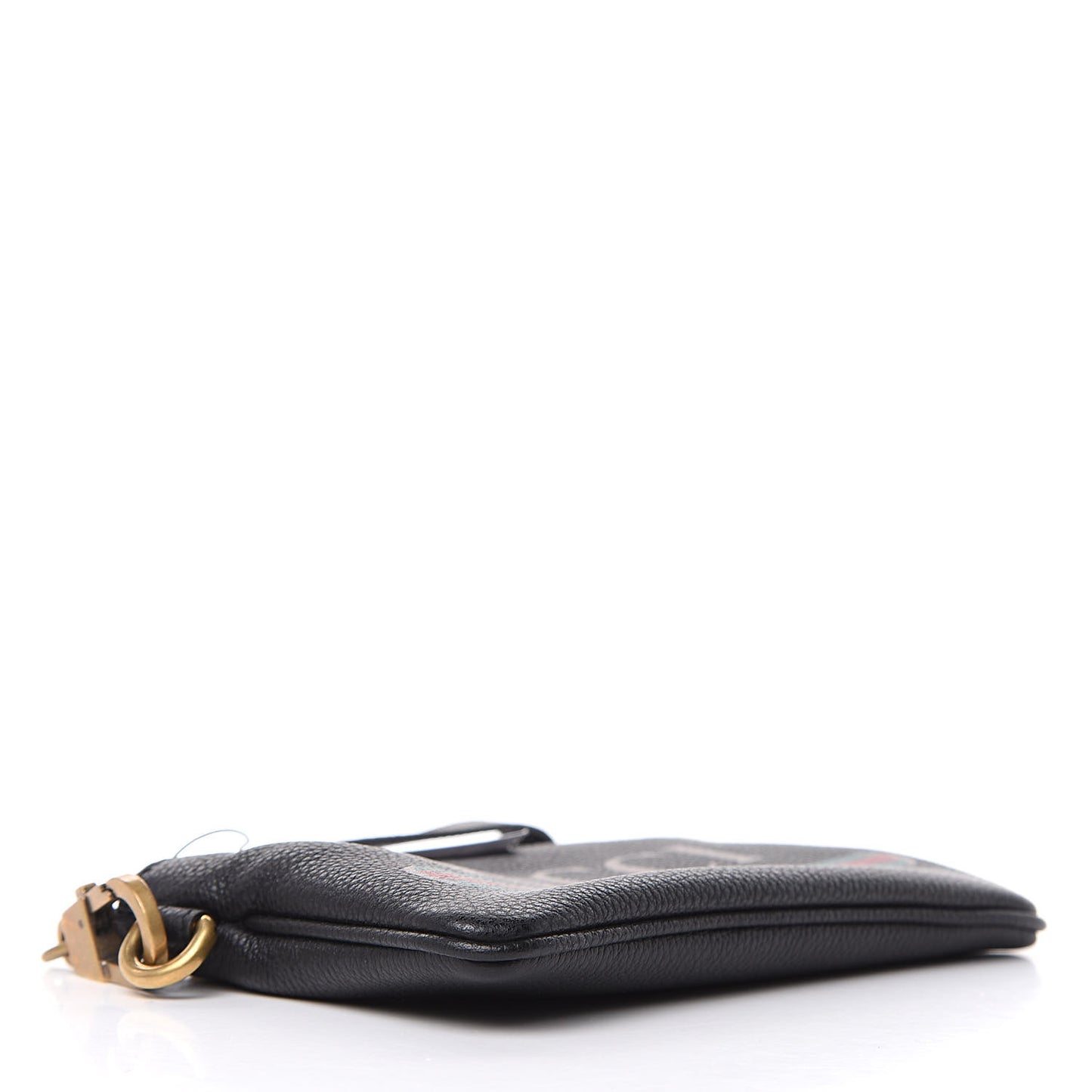 Grained Calfskin Logo Wristlet Black
