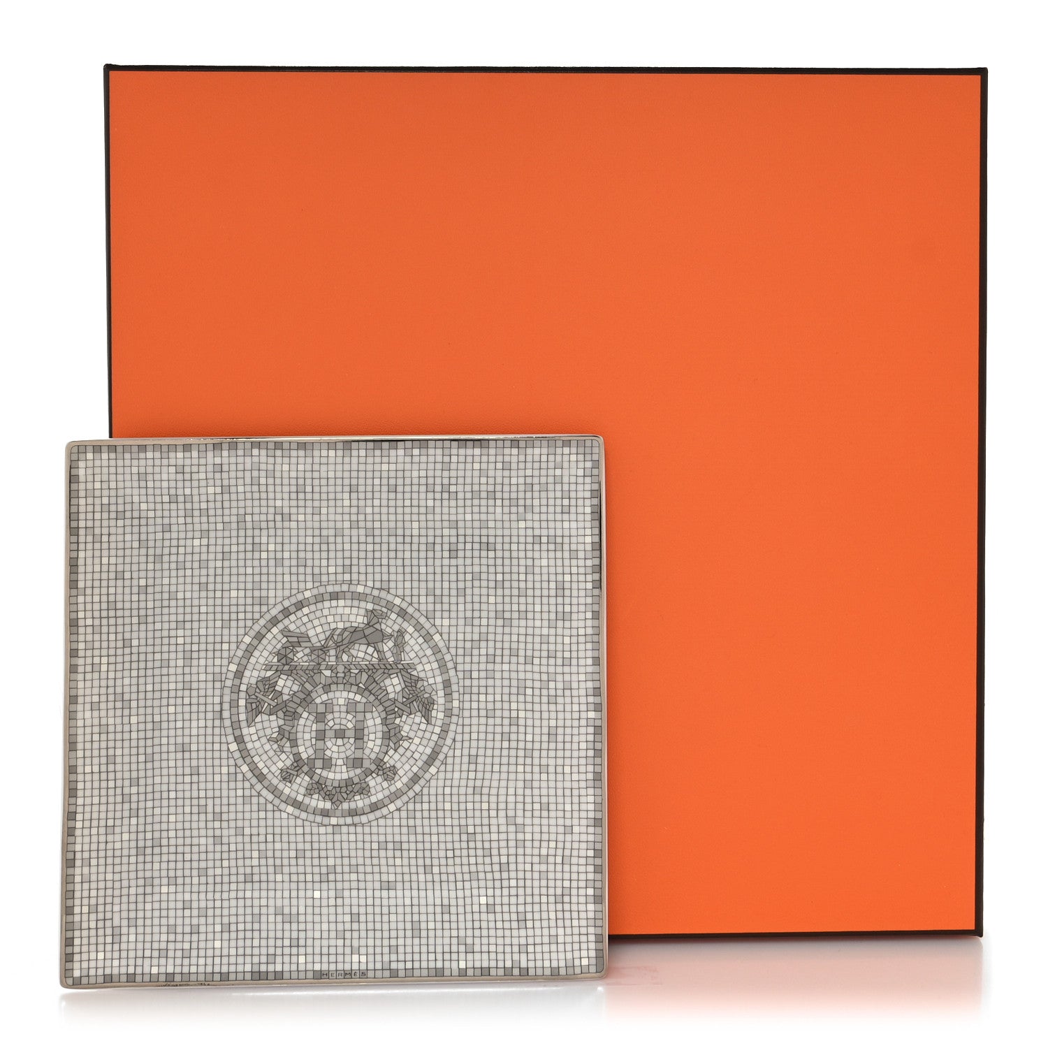 Hermes Porcelain Mosaique Au 24 Platinum Square Plate N°3 7 of 7